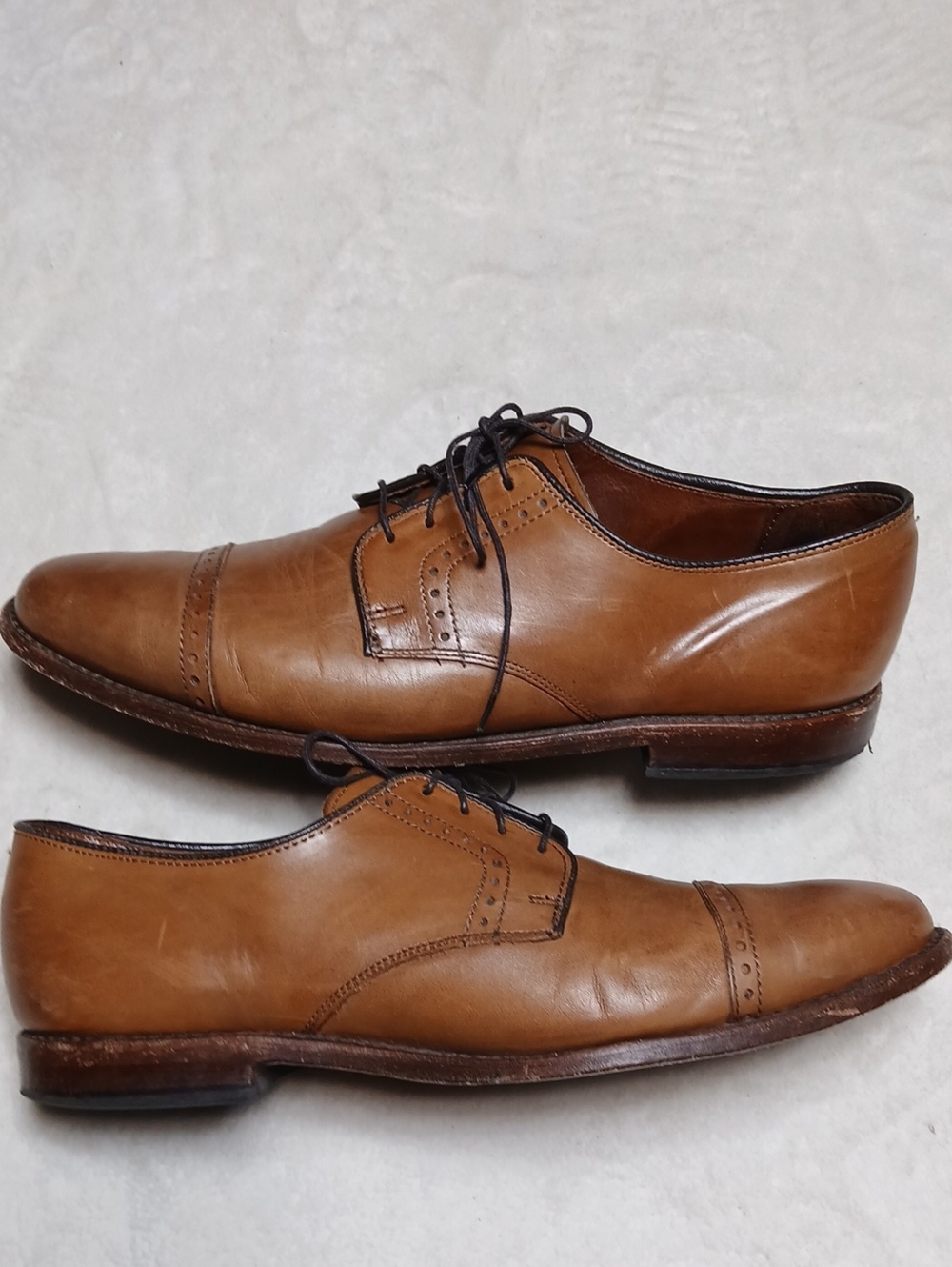 Allen Edmonds Clifton Tan Leather Cap-Toe Derby Shoes Size 10.5D